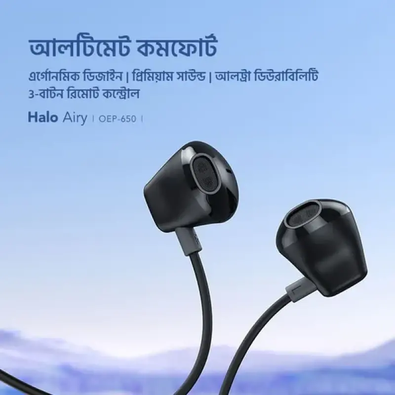 Oraimo Halo Airy Type-C Half In-ear Wired Headphones